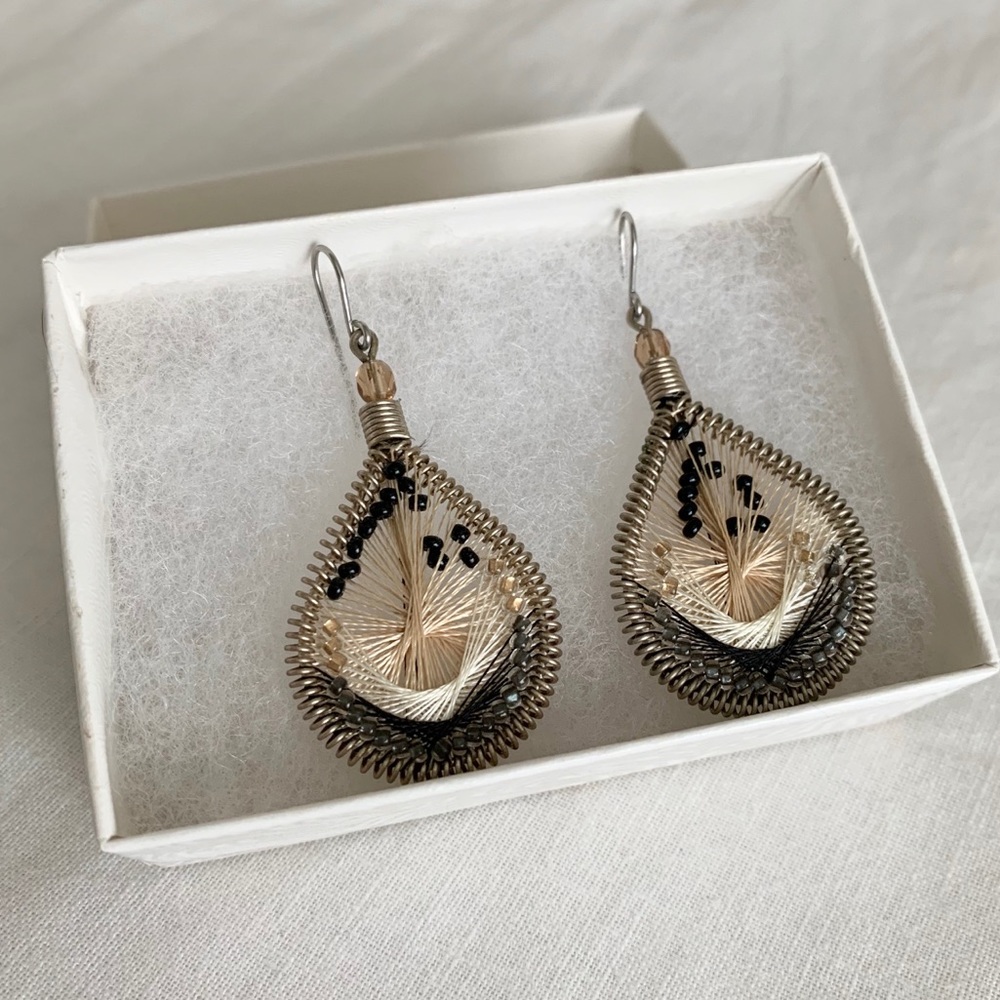 Unique Threaded and Beaded Earrings